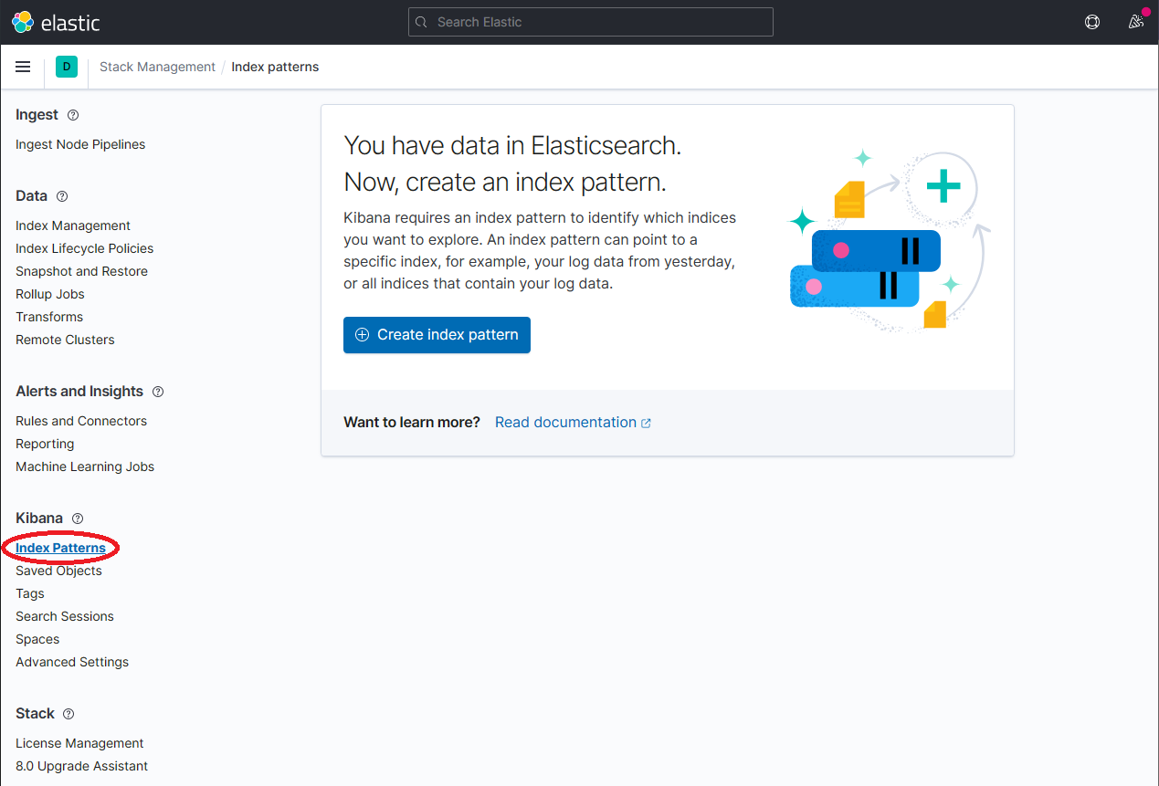 Kibana 创建索引模式按钮